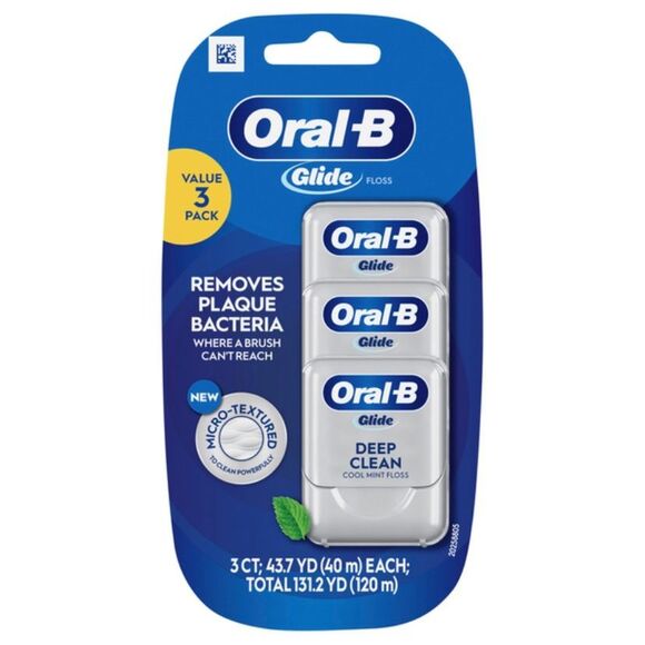 Oral‑B Glide Pro‑Health Deep Clean Cool Mint Dental Floss 40 m, 3‑count pack - Picture 1 of 1